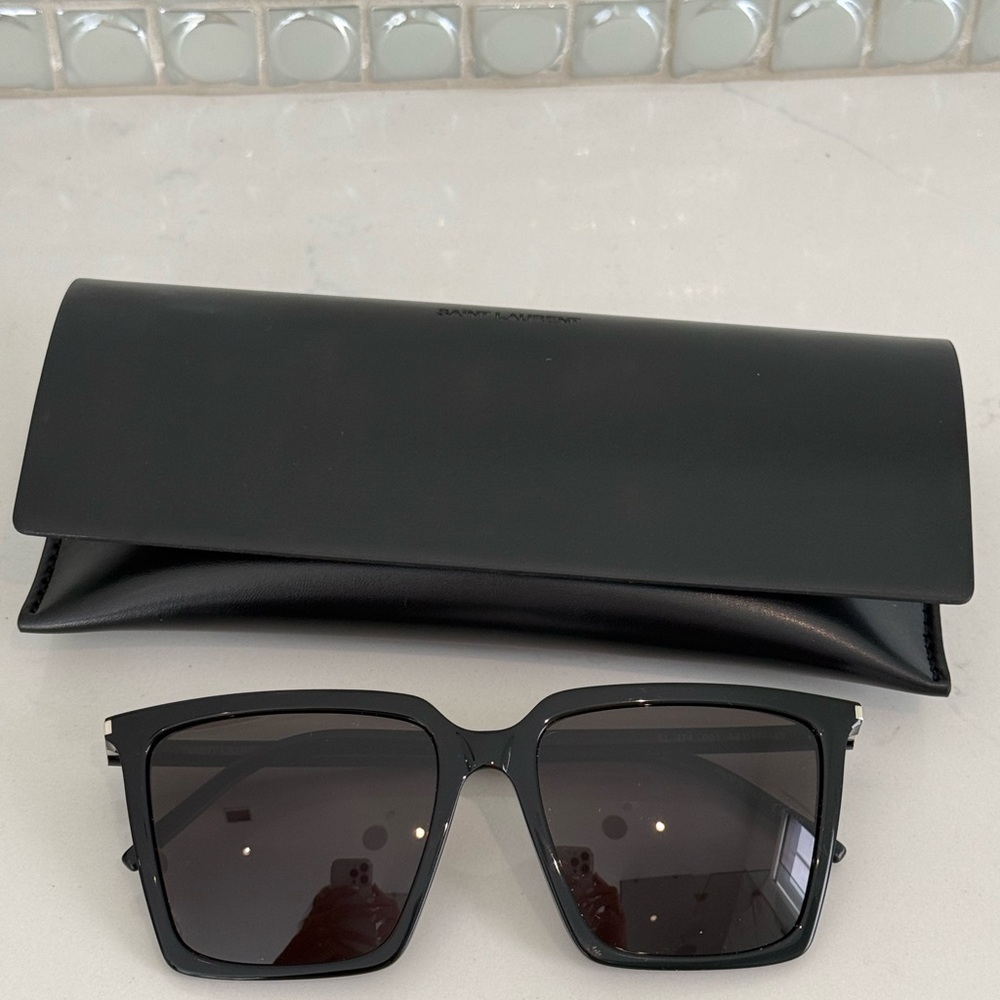 Saint Laurent Black Square Frame Sunglasses - Classic Modern Style - Picture 5 of 5